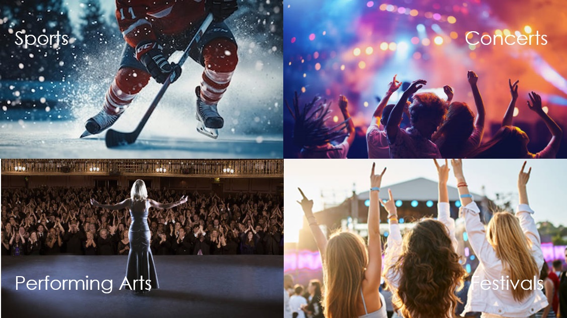 Event Types - Sports, Concerts, Performing Arts, Festivals
